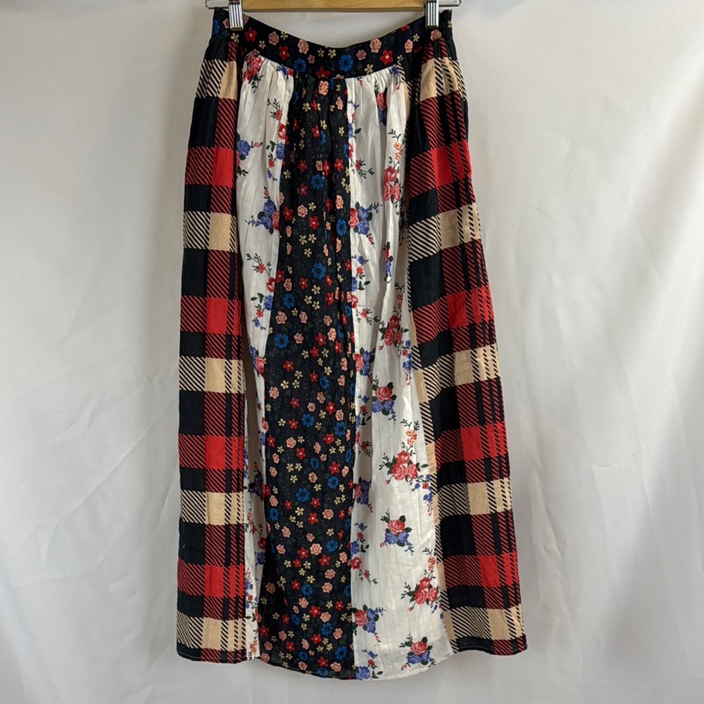 Anthropologie Floral Patchwork Midi Skirt | Size XS